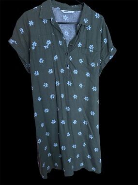Sonoma Women'sShort-Sleeve Dress, Green/Blue Flowers